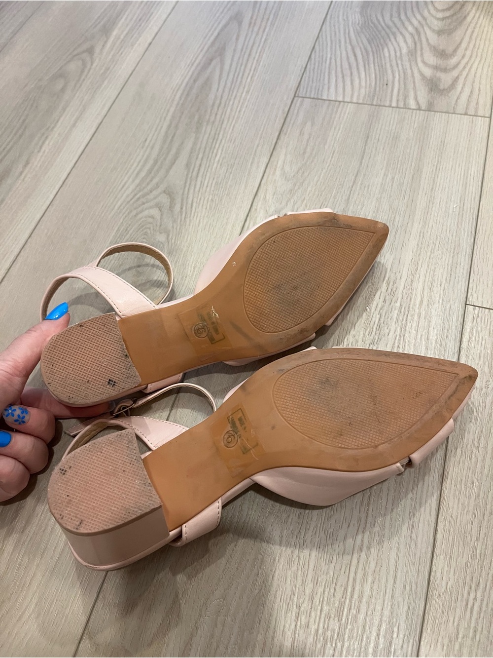 Blush Pink Pointed Toe Ankle Strap Heels - Picture 3 of 3